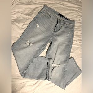 7/28 Icon High Rise Straight Denim Jeans, distressed